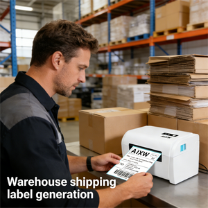 AIXW 203DPI Imprimante de codes-barres thermique Étiquette autocollante UPC <span class=keywords><strong>EAN</strong></span> Code128 <span class=keywords><strong>ISBN</strong></span> ISSN QR Code 4 pouces max USB/WiFi Garantie de 2 ans - Product Image 5