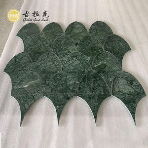 Mosaïque en marbre Verde <span class=keywords><strong>Alpi</strong></span> en forme d'éventail classique, jet d'eau, design unique pour le hall d'appartement, mur de la salle de bain, mur de la buanderie, décoration murale - Product Image 1
