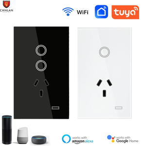 Presa Intelligente Argentina Standard Australiano con Vetro Temperato e Interruttore Touch 1/2 Gang, Controllo Remoto Tuya, Spina AU - Product Image 1