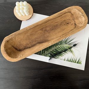 Tigelas De Massa De Madeira Tigelas Longas Decorativas Decoração Bandeja De Madeira Mão Esculpida Para Decoração De Mesa Centerpiece - Product Image 5