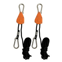 Support de suspension pour lampe de culture hydroponique en nylon orange 150 LBS avec système à cliquet et mousqueton