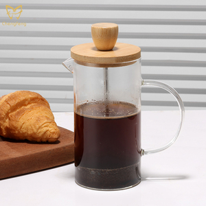 Espumador de <span class=keywords><strong>leche</strong></span> Manual de vidrio de borosilicato alto, jarra de <span class=keywords><strong>prensa</strong></span> de filtro francés vertido a mano con pantalla de malla doble para capuchino - Product Image 3