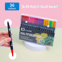 Ensemble de stylos à aquarelle pour enfants, 36 couleurs, double pointe, effaçable, lavable, Non toxique, brosse douce, pointe fine pour le dessin scolaire