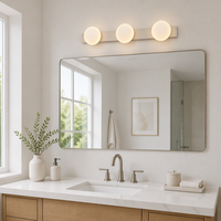 Applique Murale Moderne Blanche et Noire à 3 Boules de Verre, Lampe LED IP44 pour Salle de Bain, Miroir, Coiffeuse, Hôtel, Maison, Décoration Intérieure 6803