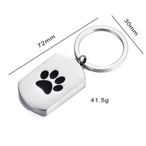 Paslanmaz çelik anahtarlık dikdörtgen anıt kolye kolye pençe baskı Pet mücevherat küllerden - Product Image 3