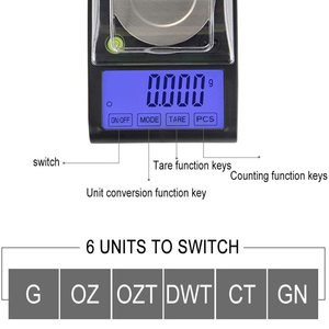 Gold Digital Display 0.001g Precision <b>Battery</b> Powered Electronic Jewelry Weighing Scale CE Certified <b>Rechargeable</b> Stainless - Product Image 2