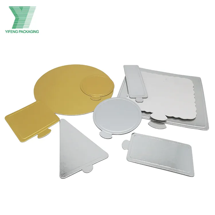 Bandeja de papel para pastel de plata en STOCK, tablero de pastel de oro personalizado, mousse de grado alimenticio, bandeja de cartón redonda, base de Pizza, tablero para pastel