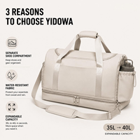 Sac de sport extensible 40L imperméable personnalisé pour fabricants, avec compartiment à chaussures ventilé et porte-bouteille à cordon, idéal pour la gym et le travail
