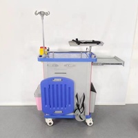 Chariot médical d'urgence ABS pour hôpital avec système de verrouillage centralisé et cinq tiroirs de rangement