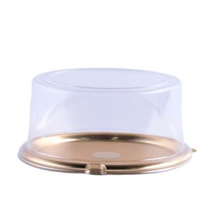 Caja redonda de plástico PET con tapa y <span class=keywords><strong>tablero</strong></span> para pastel, contenedor de embalaje con Base dorada, suministro directo de fábrica - Product Image 5