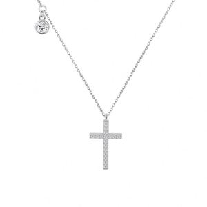 Collier Dylam 5A CZ Croix Pendentif Foi Plaqué Or 18K Rhodié Chaîne Fine et Délicate Prière du Seigneur Bijoux Religieux - Product Image 1