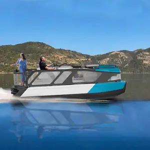 无顶创新双体船浮船充气浮船，带马达和拖车