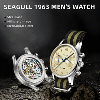 Montre mécanique à remontage manuel, édition internationale, chronographe, acier inoxydable, cadran en toile, aiguilles originales