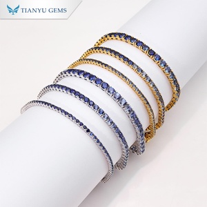 สร้อยคอเทนนิสประดับพลอยสีน้ำเงินแฟนซีไล่เฉดสี เงินแท้ 925 จาก Tianyu Gems  ตกแต่งด้วยทองชุบแบบคลาสสิก เครื่องประดับหรูหรา - Product Image 1