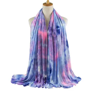 Ready to ship 2021 latest instant hijab muslim headwrap high quality women stretchy cotton tie dye jersey hijab