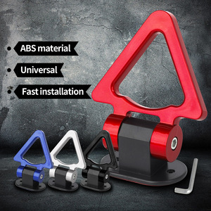 Kit universel de crochet de remorquage pour voiture, anneau triangulaire en aluminium, rouge, bleu, noir, blanc, 2 trous, ajustement universel - Product Image 3