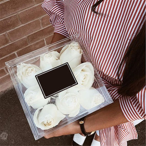 Perspex Bảo Quản Hoa Hồng Tươi Trường Hợp Plexiglass Sô Cô La Hoa Hộp Quà Tặng Rõ Ràng Acrylic 3 Hoa Hồng Hộp Với Sô Cô La Ngăn Kéo - Product Image 4