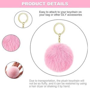 Keychains Fuzzy Ball Cute Women Gift Key Holder Ornaments Bag Pendant Handbag Charms Accessories Multicolor Fluffy Pompom - Product Image 3