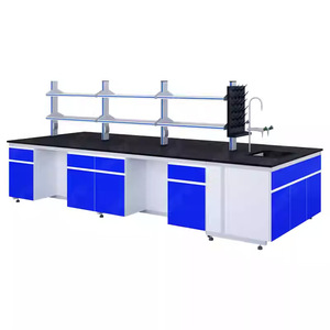 Mesa de Trabajo de Laboratorio de Acero y Madera Lanyang LY-113, Mueble de Laboratorio con Banco Central - Product Image 1