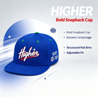 Casquette Snapback Bleue Structurée avec Broderie 3D, Chapeau Hip Hop, Fermeture à Clip en Plastique Réglable, Casquette Snapback pour Hommes et Femmes, Mode Urbaine