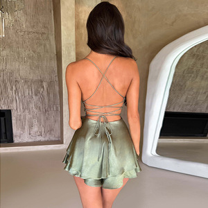<span class=keywords><strong>Vestido</strong></span> <span class=keywords><strong>de</strong></span> Verano <span class=keywords><strong>Rojo</strong></span> Satinado YJ23235, <span class=keywords><strong>Vestido</strong></span> <span class=keywords><strong>Corto</strong></span> Sexy con Tirantes para Mujer, Atuendo Chic con Corsé, Mini <span class=keywords><strong>Vestido</strong></span> para Fiesta y Club - Product Image 3