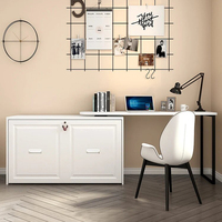 Lit escamotable horizontal d'occasion avec bureau et chaise pour petit appartement, bon marché