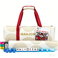 Juego de Mahjong Americano de Lujo para Principiantes, 166 Fichas, Bolsa de Lona con Cierre, Kit de Viaje Portátil de 3 Piezas para 4 Jugadores