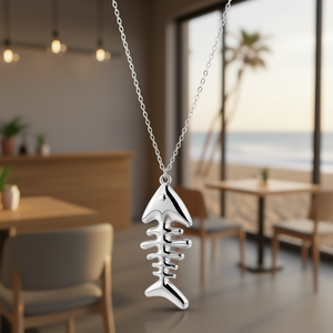 Collar con colgante de espina de pescado Amy Amy, cadena de acero inoxidable chapada en plata para mujer, joyería de regalo para uso diario - Product Image 2