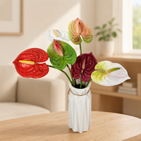 Bunga Anthurium Buatan Realistis, Terasa Lembut Seperti Sukulen, Dekorasi Rumah, Paskah, Tahan Air, Rangkaian Bunga Modern