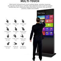 Écran tactile 50 55 pouces, écran tactile vertical, panneau LCD, support, machine publicitaire LED, affichage publicitaire grand format Full HD