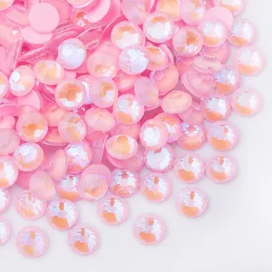 Grosir asli berlian imitasi punggung datar bayi kristal merah muda warna AB baru berlian buatan untuk tas DIY sepatu seni kuku