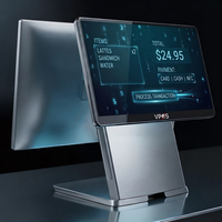 Terminal de point de vente Android en aluminium 15,6 pouces tout-en-un, double écran, caisse enregistreuse, système EPOS fin sans ventilateur pour la vente au détail et la restauration