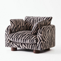Fauteuil à dossier croisé en tissu à motif zèbre élégant et moderne, fauteuil simple en bois pour salon, chambre à coucher, hôtel
