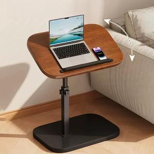 Tavolino da Caffè Girevole in Legno Massello, Design Moderno Color Noce, Piccolo Tavolino Regolabile per Divano e Comodino - Product Image 1