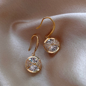 Orecchini Pendenti Rotondi Minimalisti Scintillanti per Donne, Eleganti Gioielli da Orecchio alla Moda - Product Image 1