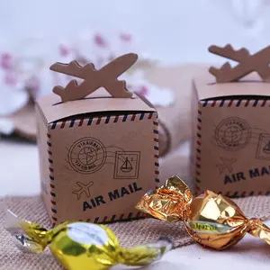 Путешествия тема самолёт крафт Свадебный Бумажный Пакет Конфеты Шоколад конфеты коробки Подарочные Коробки Свадьба День Рождения Вечеринка