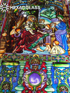 <span class=keywords><strong>Prix</strong></span> de fabrication vitrail personnalisé église au plomb Tiffany église fenêtres vitrail fleur dôme fenêtre forme personnalisée - Product Image 2