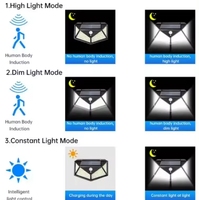 IP65 étanche extérieur 100LED mur solaire lumière capteur de mouvement jardin réverbère pour une utilisation de jour et de nuit