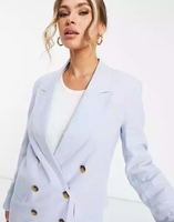 Blazer bleu croisé décontracté personnalisé veste à la mode pour femmes blazers de bureau surdimensionnés à manches longues manteaux pour femmes