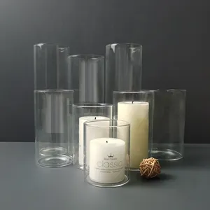 Bestsun Wholesale Price Classic High Borosilicate Container Cylinder Clear Glass Candle Holder For Wedding