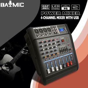 Mezclador de Audio Profesional de 4 Canales con Amplificador de Potencia Integrado y Micrófono Inalámbrico - Product Image 2