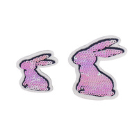 Tout nouveau coeur Sequin Patch fer sur broderie Chenille mignon lapin broderie Patch