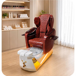 Sillón Profesional de Pedicura Acolchado en Cuero Rojo, Multifuncional, con Asiento Amplio y Cómodo para Masajes, Mueble para Salón de Belleza y Spa de Pies - Product Image 3