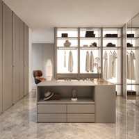 Armoire coulissante moderne sur mesure série Qi OEM, dressing intégré en bois massif CARB P2, solution gain de place pour chambre à coucher
