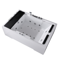 Baignoire de massage double moderne 1,7 m/1,85 m en acrylique, jacuzzi intérieur, baignoire hydromassage en fibre de verre, spa jacuzzi