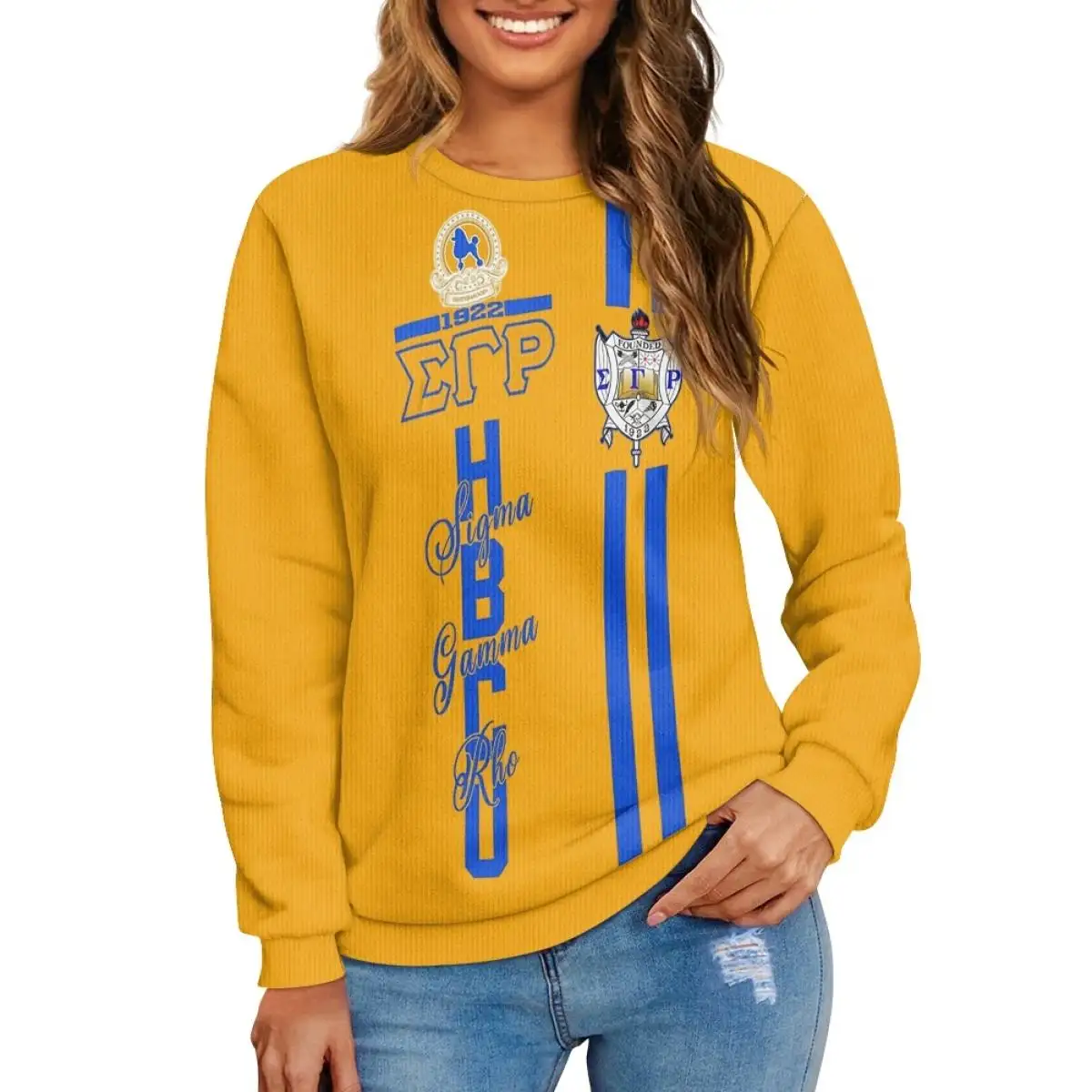 Bán Buôn Thời Trang Của Phụ Nữ Hoodies & Áo Nỉ Mùa Thu Mùa Đông Hàng Đầu Dài Tay Áo Tops Quá Khổ Sigma Gamma Rho Thiết Kế Áo chui đầu