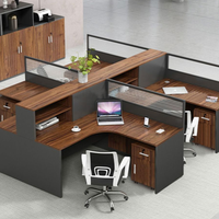 Poste de travail de bureau moderne en bois acoustique pour 4 à 10 personnes avec cloison modulaire, mobilier commercial écologique
