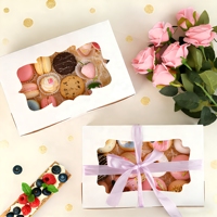 Boîtes à gâteaux à fenêtre en gros, boîtes cadeaux jetables pour macarons, 12*8*2.5 pouces, emballage alimentaire de qualité alimentaire pour la pâtisserie à domicile, desserts de café