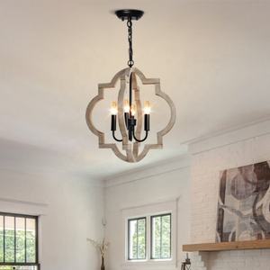 Sunsir SKD Factory Direct Vintage Wood Chandelier Indoor Lighting Fixtures Farmhouse Style Pendant <b>Light</b> Kitchen Island <b>Light</b> - Product Image 1