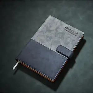 Di alta qualità personalizzabile a5 diari di giunzione in pelle sintetica rigida foderata fibbia magnetica planner journal notebook e set di penna